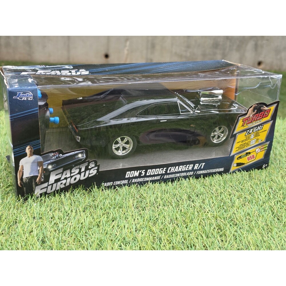 Jada Toys Fast & Furious RC Car Dom’s Dodge Charger RT New USB Charge Turbo